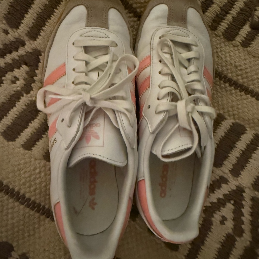 Adidas Women's White and Pink Sambas